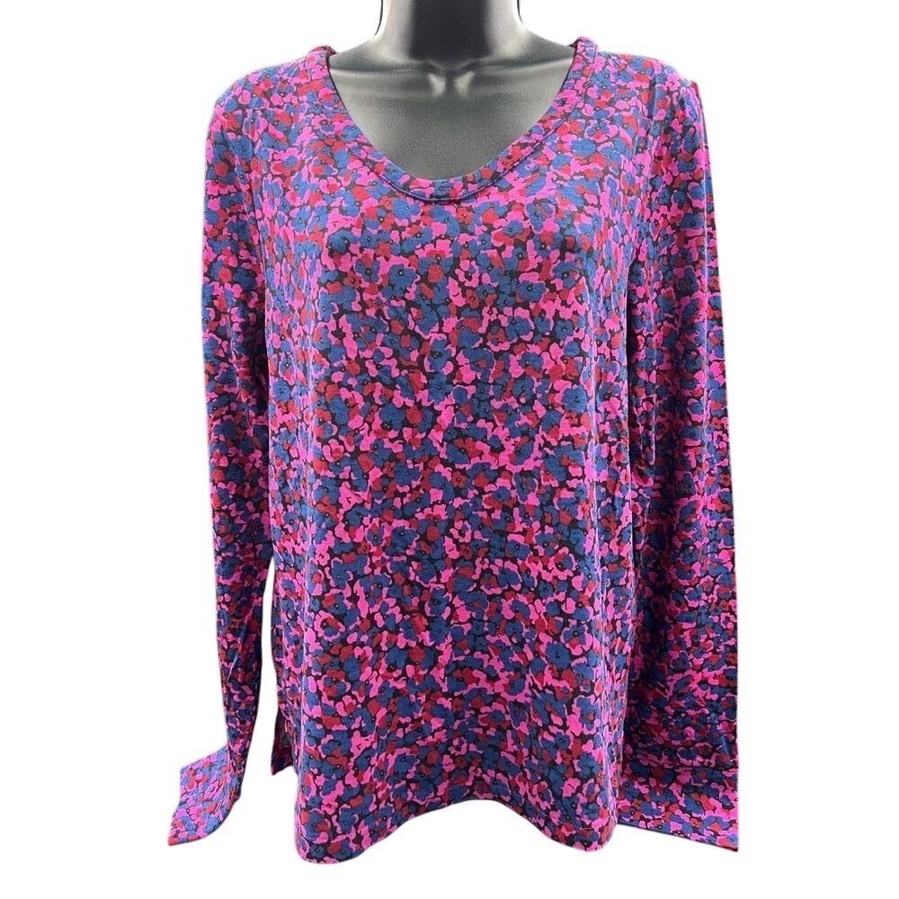 Westbound Womens Floral V-Neck Long Sleeve Top Pink Blue Red Size M NWOT - Picture 5 of 10